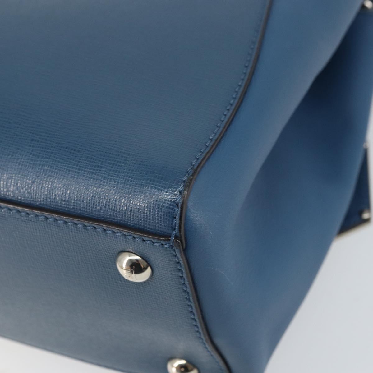 FENDI To joule Hand Bag Leather 2way Blue Gold Auth 165976
