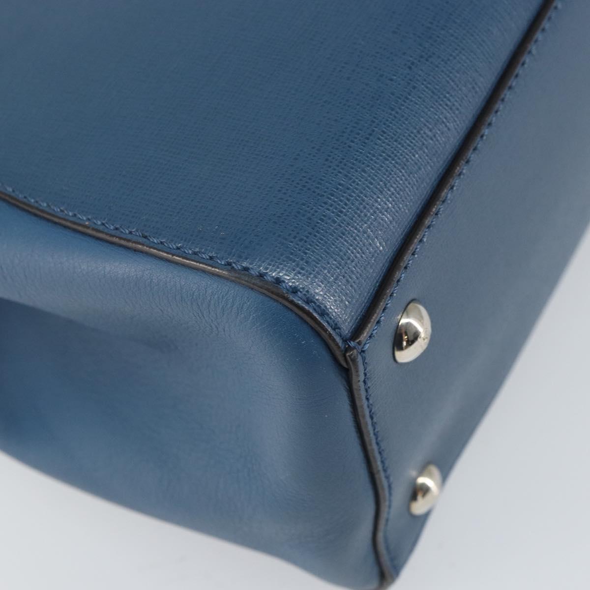 FENDI To joule Hand Bag Leather 2way Blue Gold Auth 165976