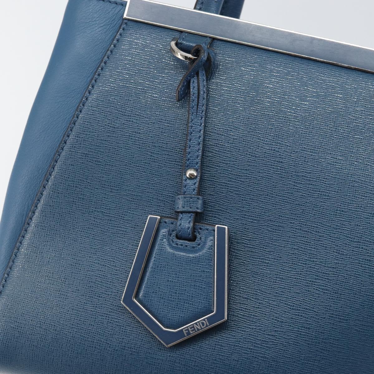 FENDI To joule Hand Bag Leather 2way Blue Gold Auth 165976