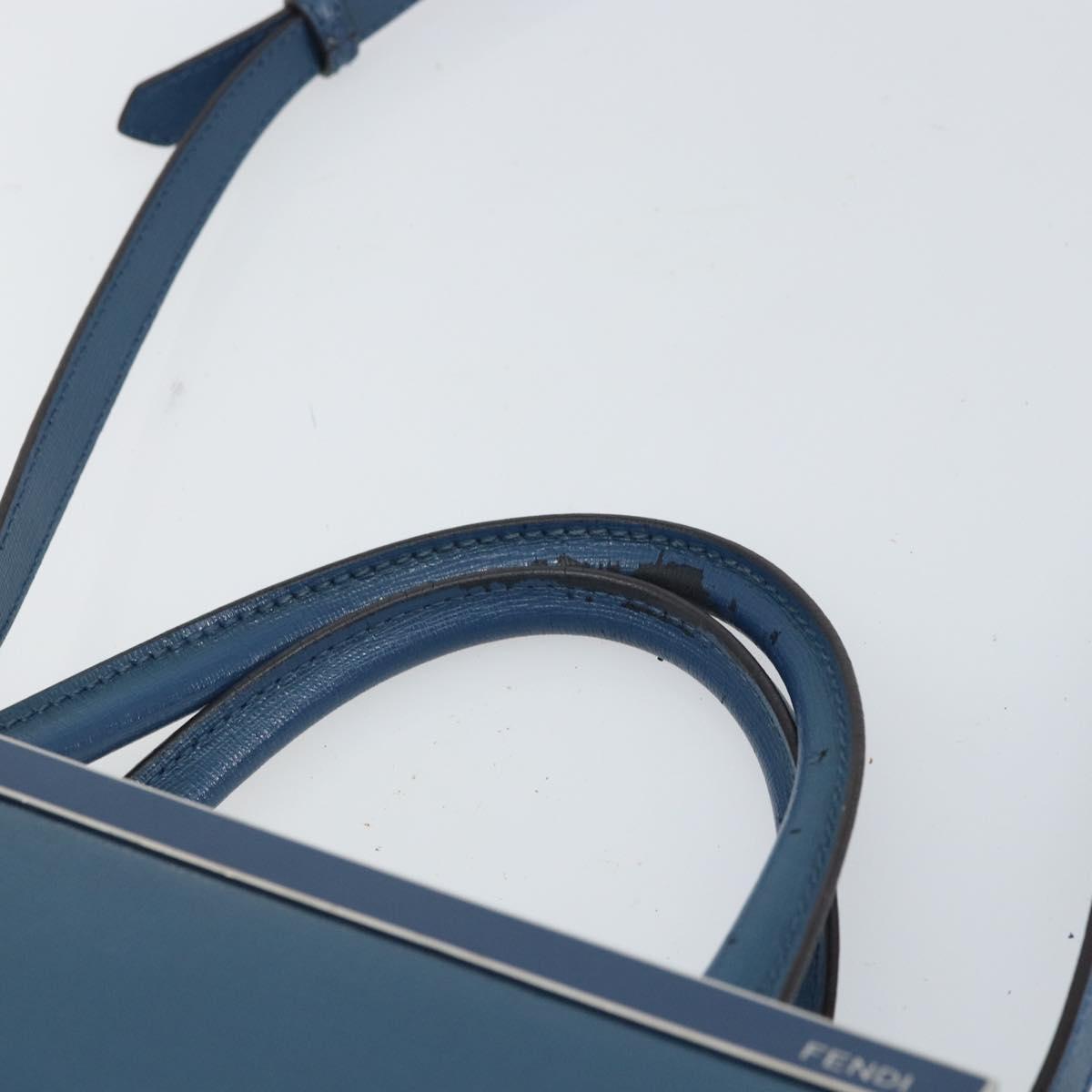 FENDI To joule Hand Bag Leather 2way Blue Gold Auth 165976