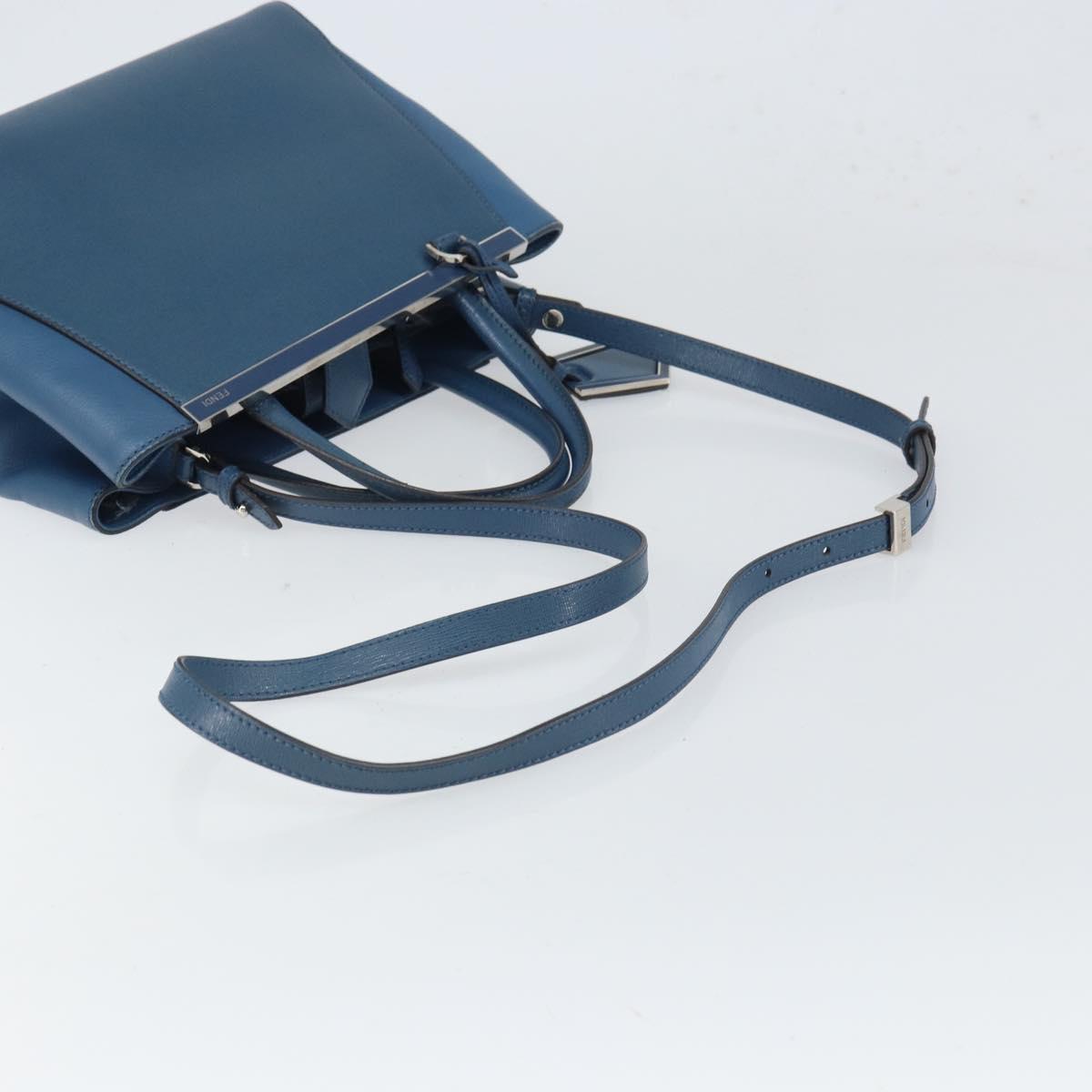 FENDI To joule Hand Bag Leather 2way Blue Gold Auth 165976