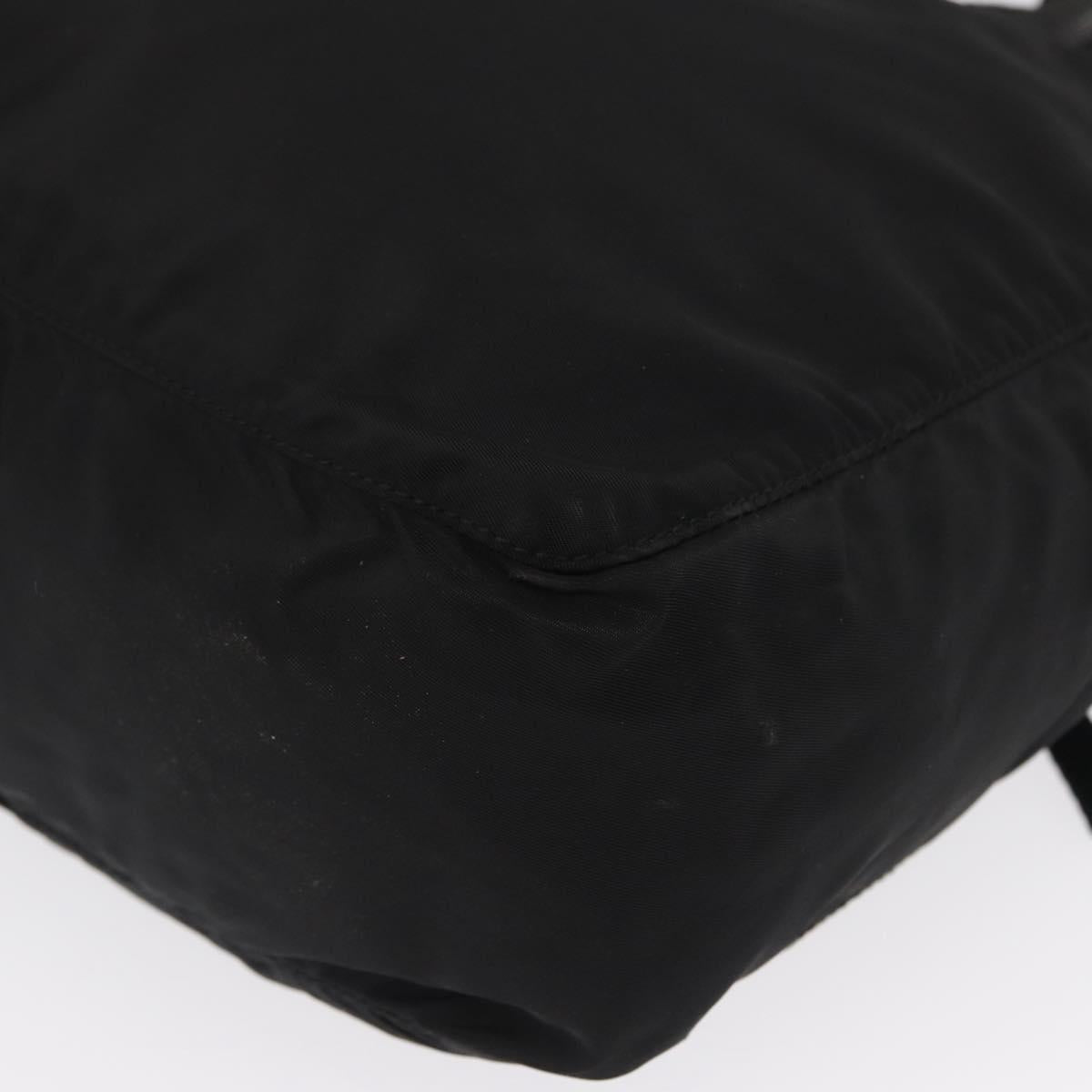 PRADA Hand Bag Nylon Black Silver Auth 165982