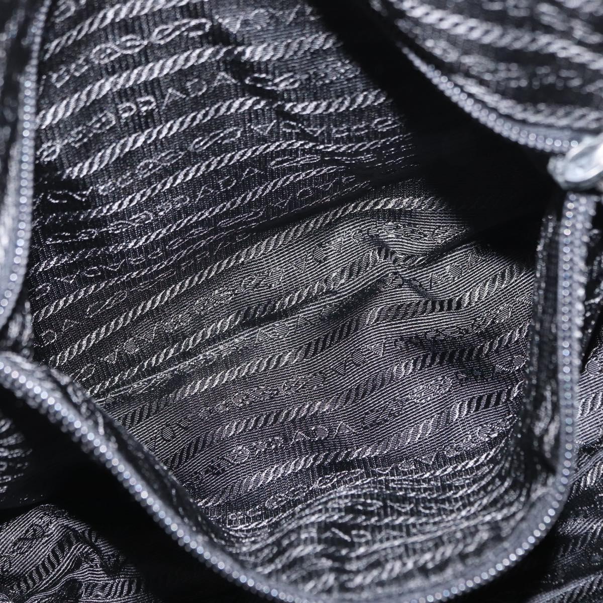 PRADA Hand Bag Nylon Black Silver Auth 165982