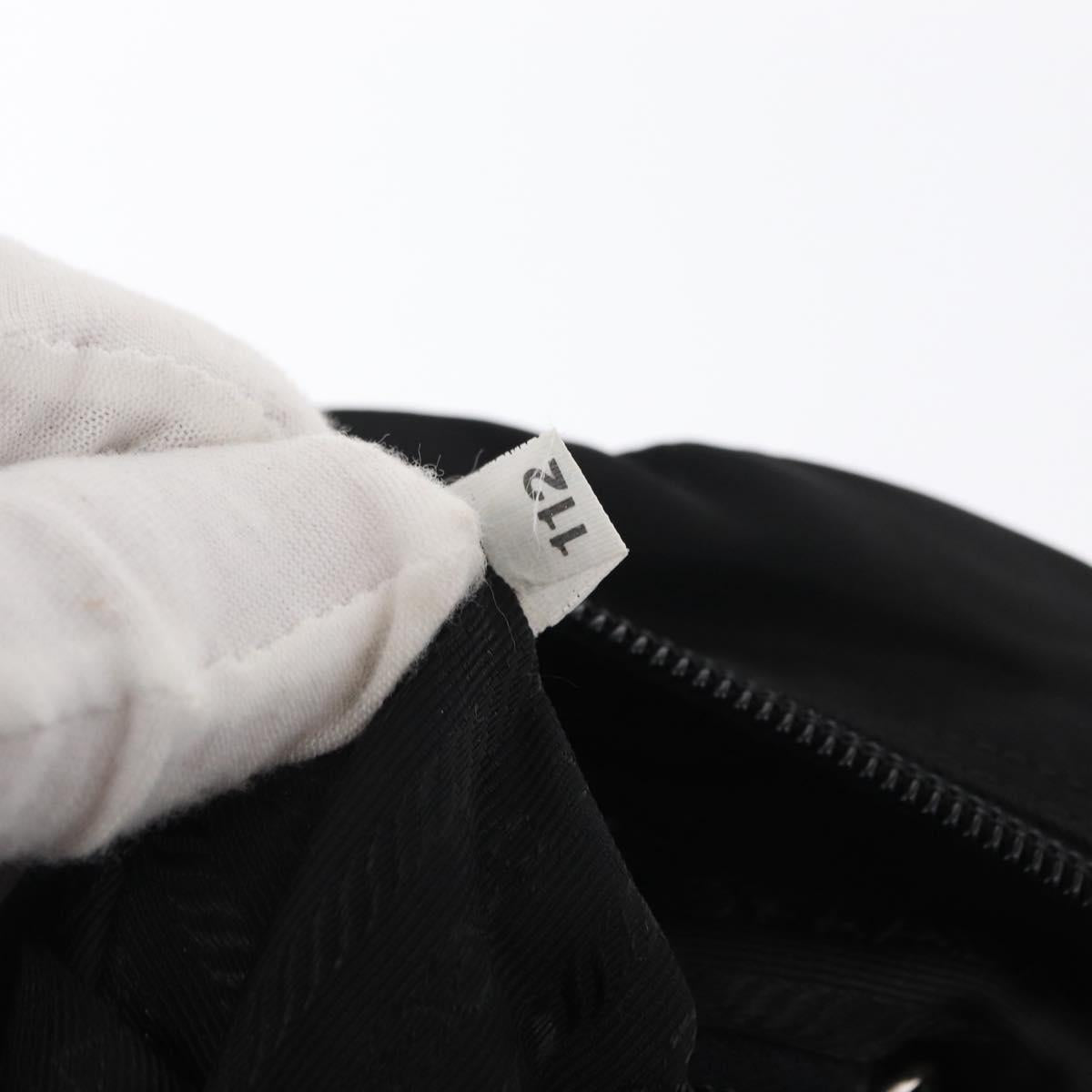PRADA Hand Bag Nylon Black Silver Auth 165982
