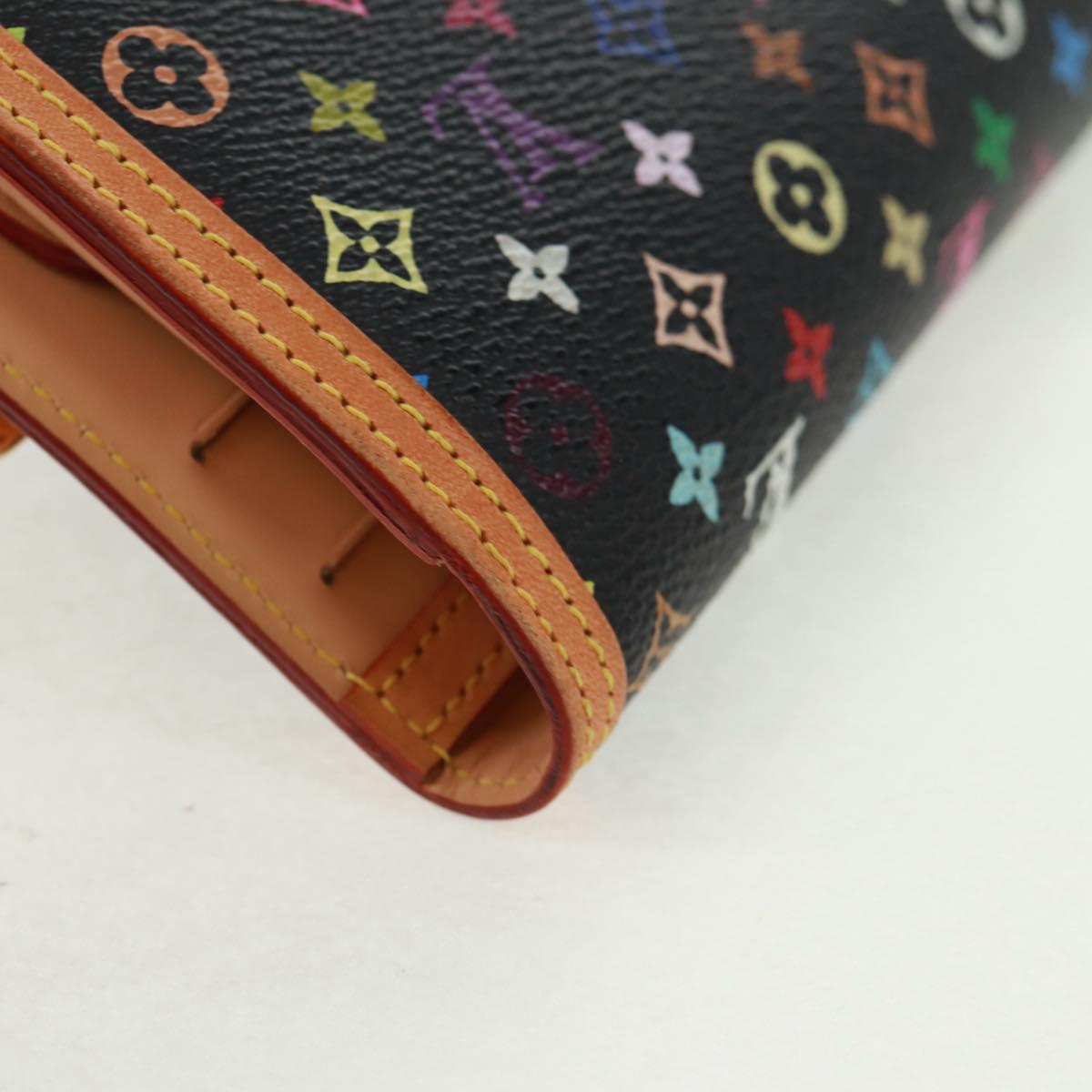 LOUIS VUITTON Multicolor Porte Tresor Long Wallet Black M92658 LV Auth 165985V