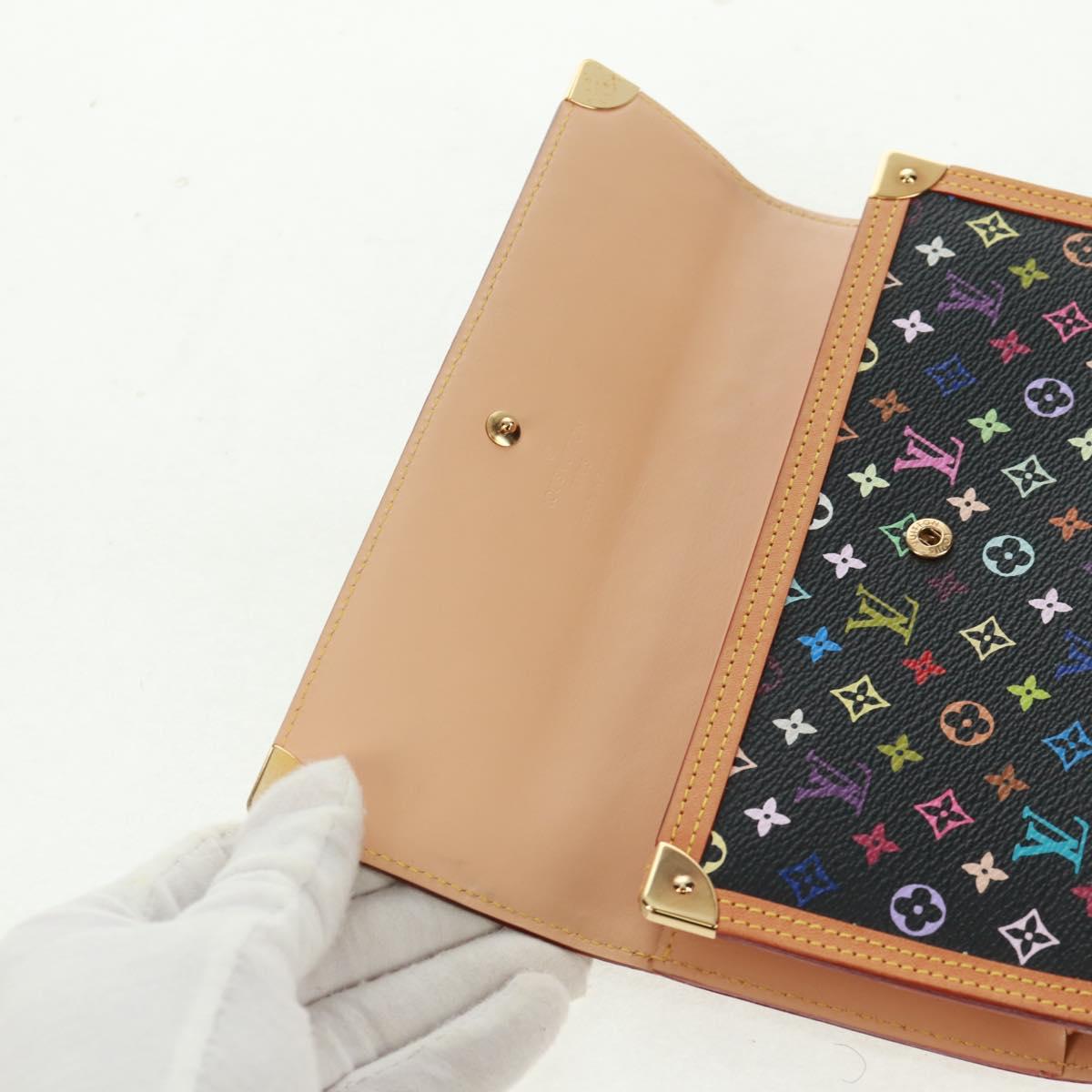 LOUIS VUITTON Multicolor Porte Tresor Long Wallet Black M92658 LV Auth 165985V