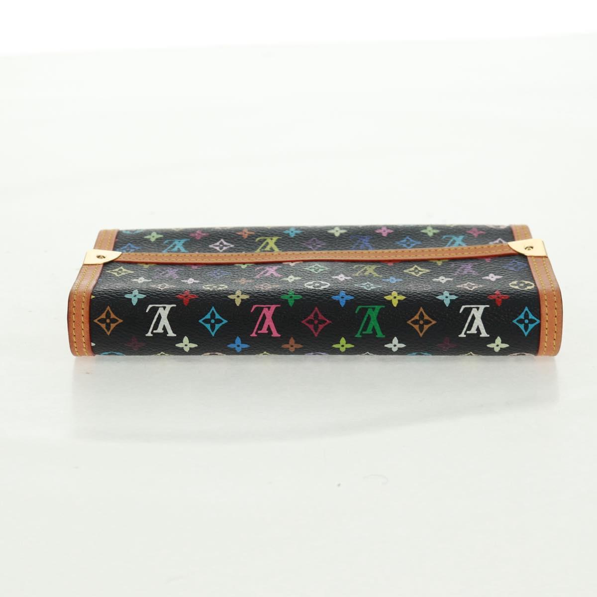 LOUIS VUITTON Multicolor Porte Tresor Long Wallet Black M92658 LV Auth 165985V