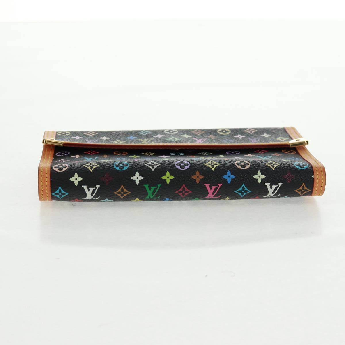 LOUIS VUITTON Multicolor Porte Tresor Long Wallet Black M92658 LV Auth 165985V