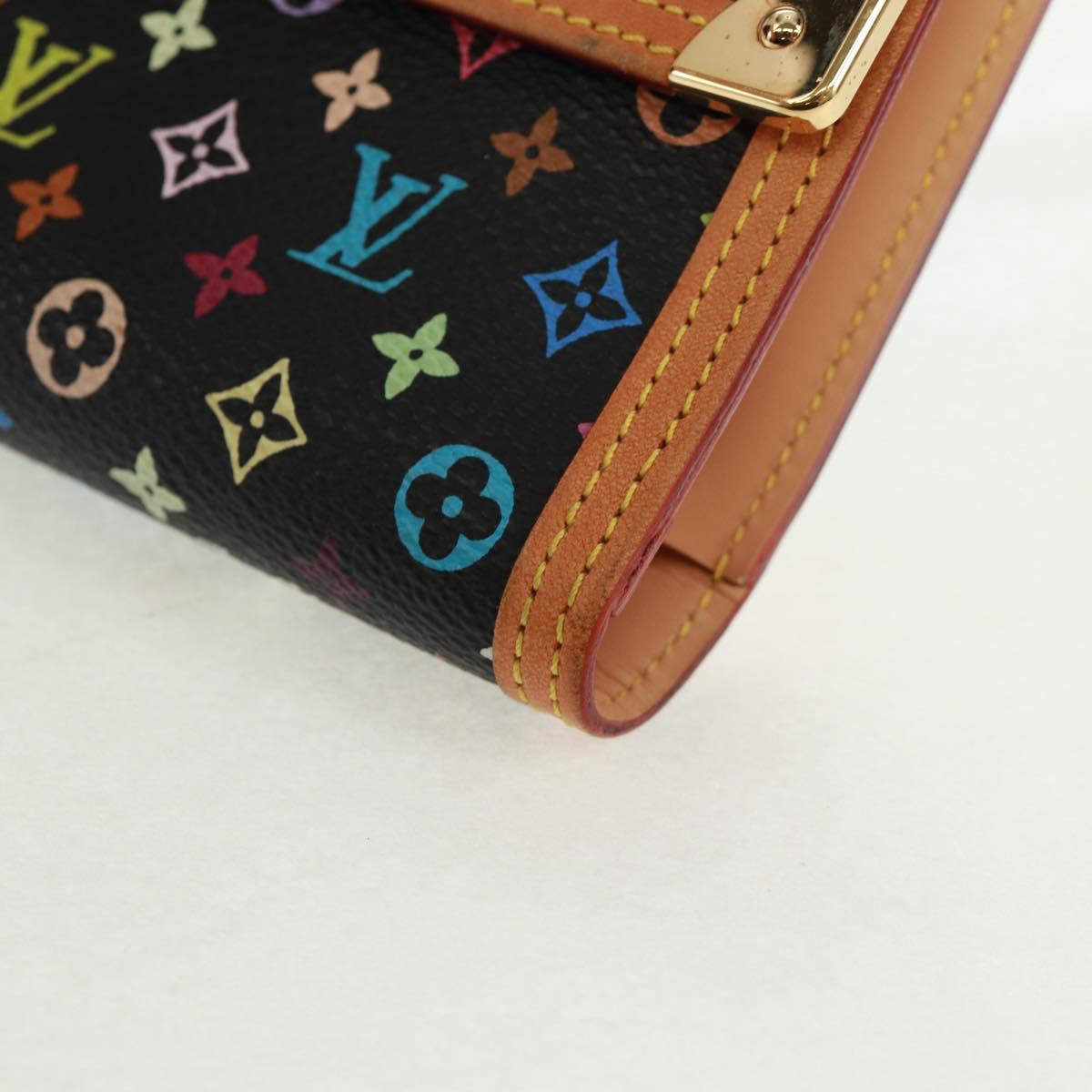 LOUIS VUITTON Multicolor Porte Tresor Long Wallet Black M92658 LV Auth 165985V
