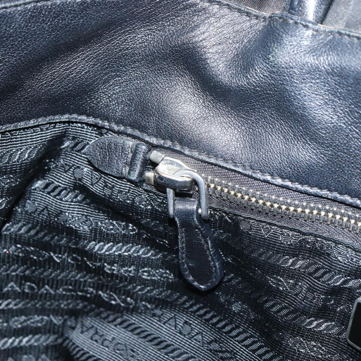 PRADA Hand Bag Nylon Black Silver Auth 165992