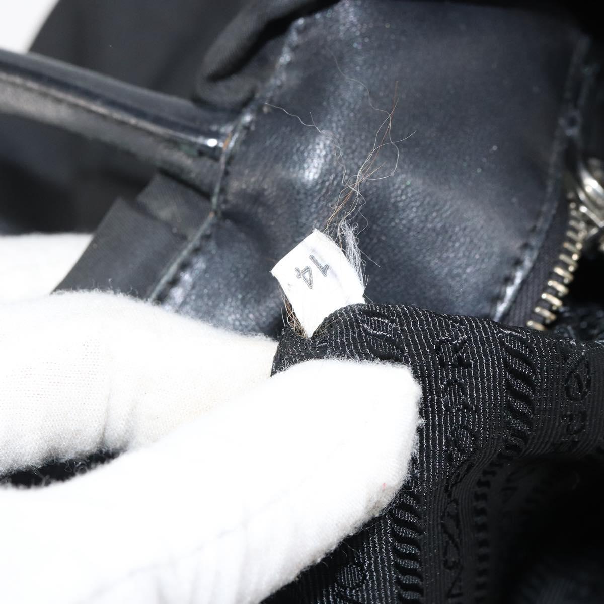 PRADA Hand Bag Nylon Black Silver Auth 165992