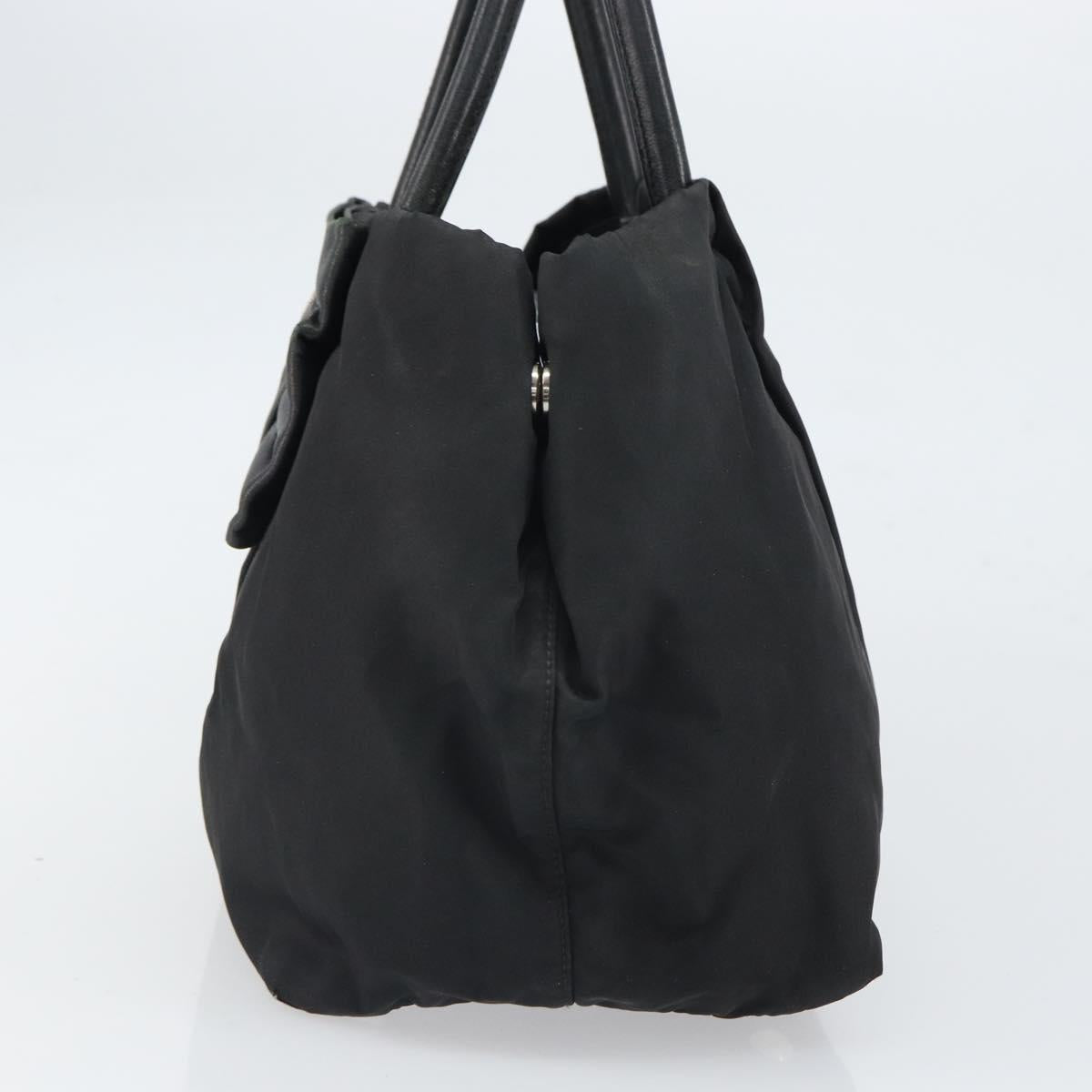 PRADA Hand Bag Nylon Black Silver Auth 165992