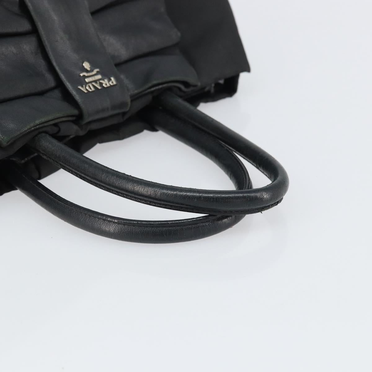 PRADA Hand Bag Nylon Black Silver Auth 165992