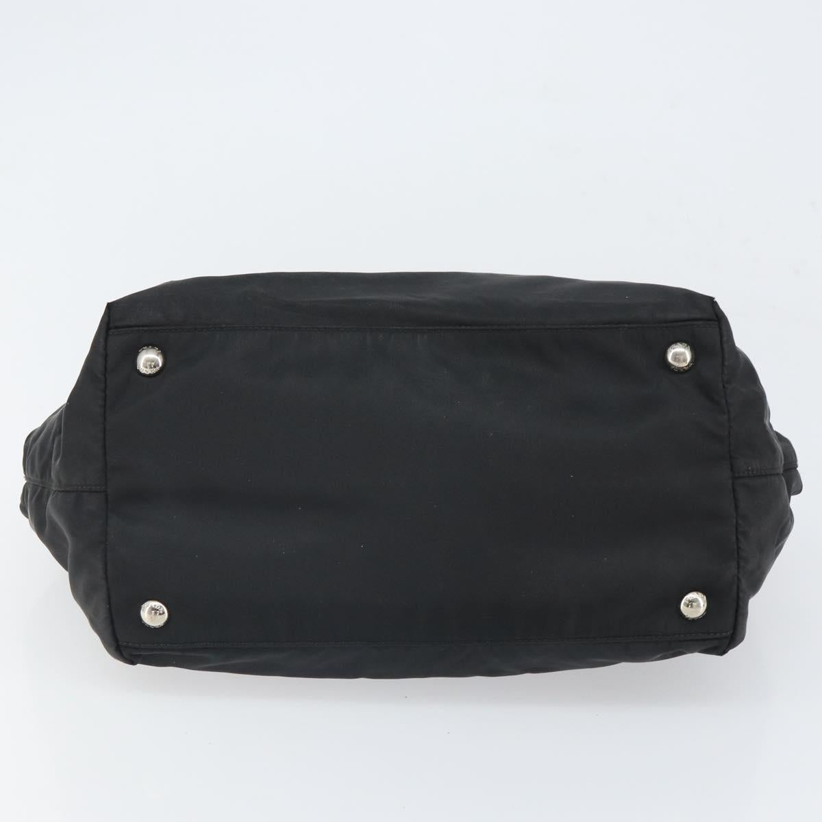 PRADA Hand Bag Nylon Black Silver Auth 165992