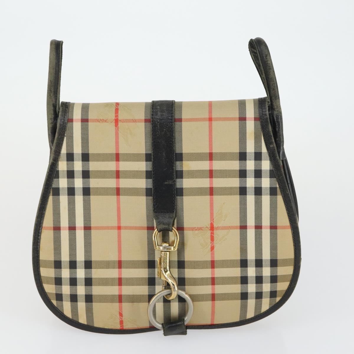 BURBERRY Nova Check Shoulder Bag Canvas 2 Set Beige Auth 165995