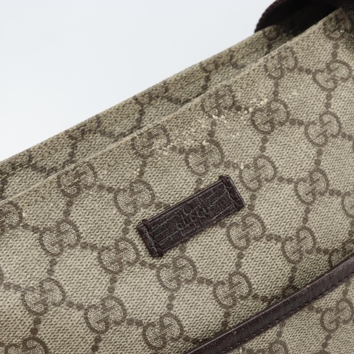 GUCCI GG Supreme Shoulder Bag PVC Beige Silver 141626 Auth 166003