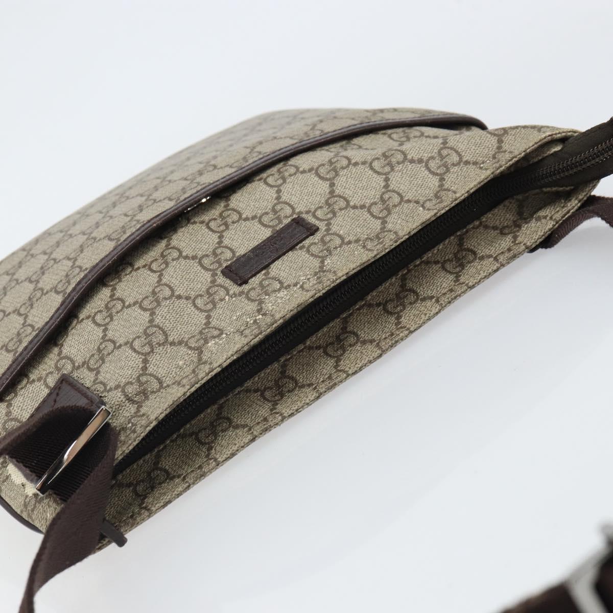 GUCCI GG Supreme Shoulder Bag PVC Beige Silver 141626 Auth 166003