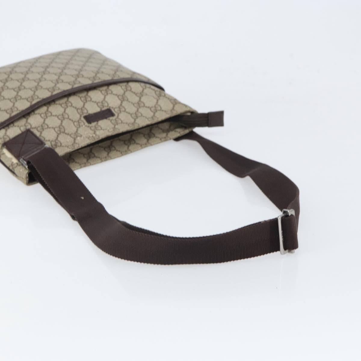 GUCCI GG Supreme Shoulder Bag PVC Beige Silver 141626 Auth 166003