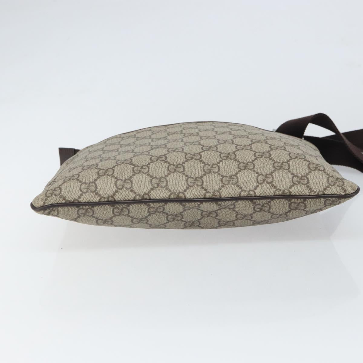 GUCCI GG Supreme Shoulder Bag PVC Beige Silver 141626 Auth 166003