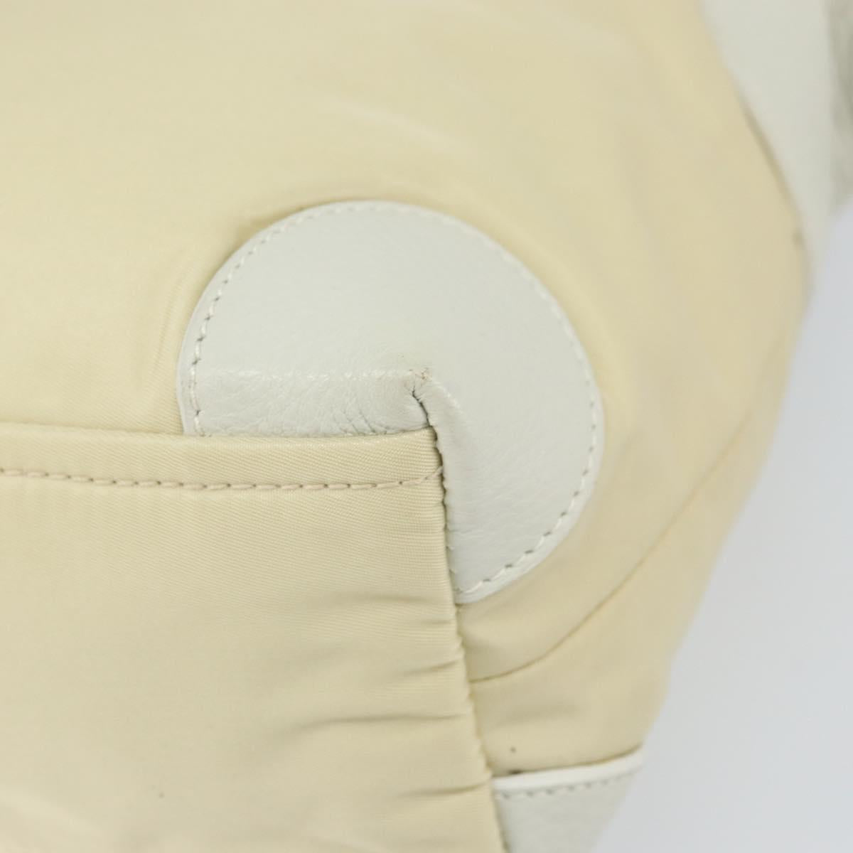 PRADA Shoulder Bag Nylon Leather Ivory Silver Auth 166005