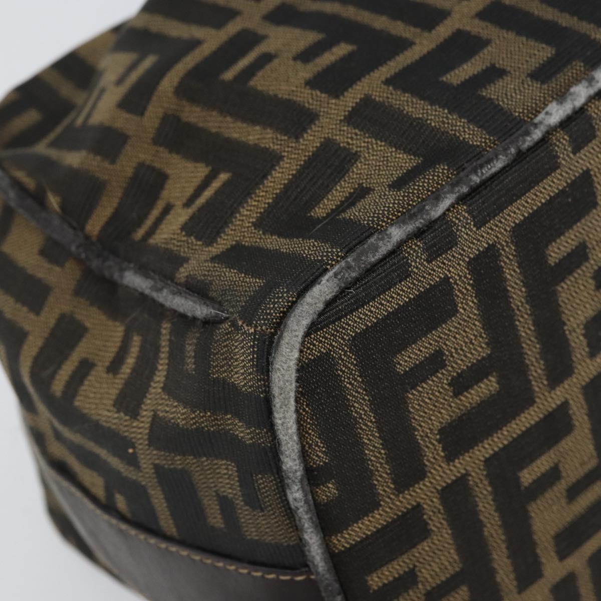 FENDI Zucca Canvas Vanity Cosmetic Pouch Black Brown Auth 166009