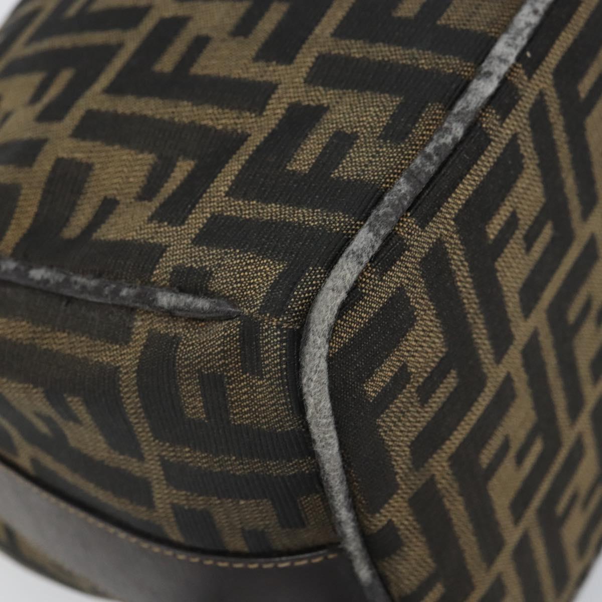 FENDI Zucca Canvas Vanity Cosmetic Pouch Black Brown Auth 166009