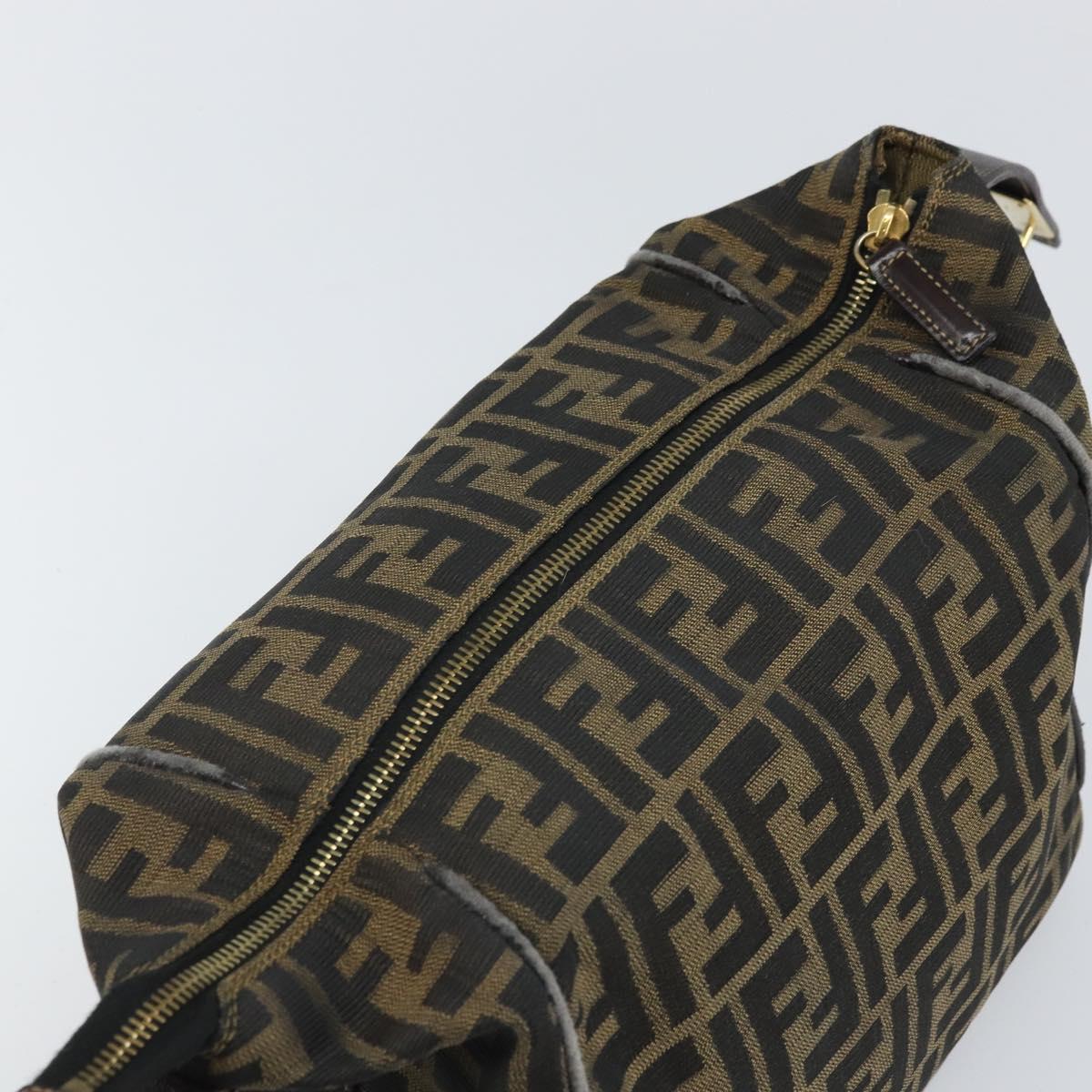 FENDI Zucca Canvas Vanity Cosmetic Pouch Black Brown Auth 166009