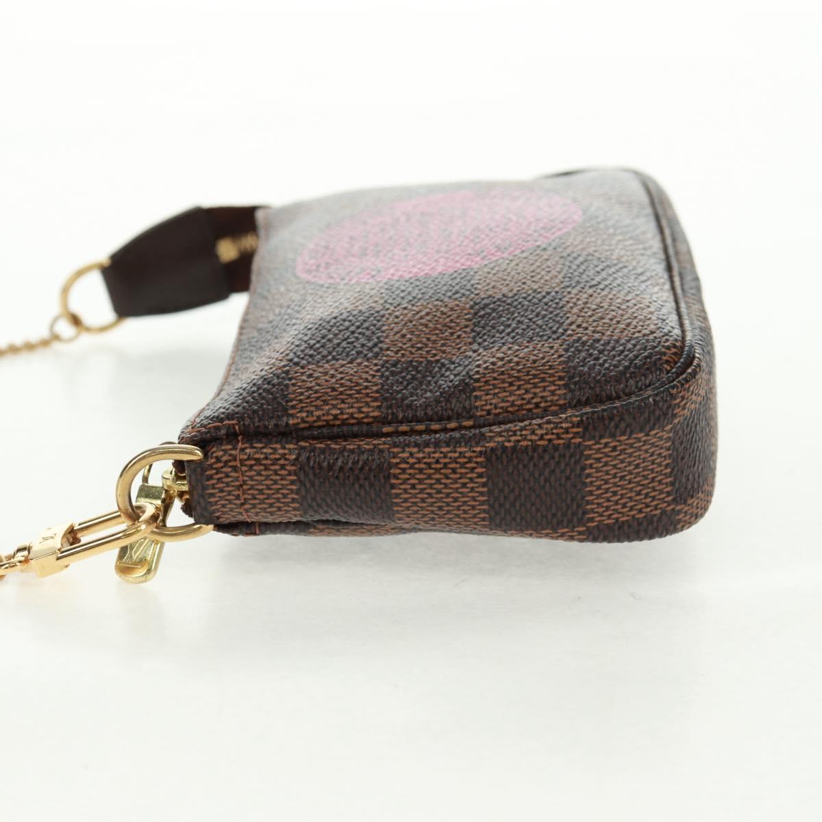 LOUIS VUITTON Damier Ebene T&B Mini Pochette Accessoires N58011 LV Auth 166017V