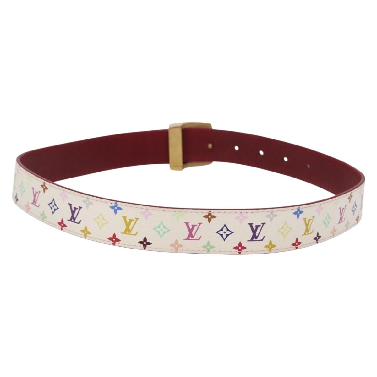 LOUIS VUITTON Multicolor Ceinture Carre LV Cut Belt White LV Auth 166023