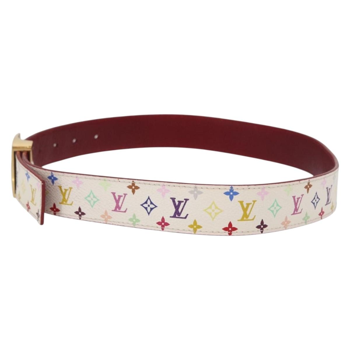 LOUIS VUITTON Multicolor Ceinture Carre LV Cut Belt White LV Auth 166023