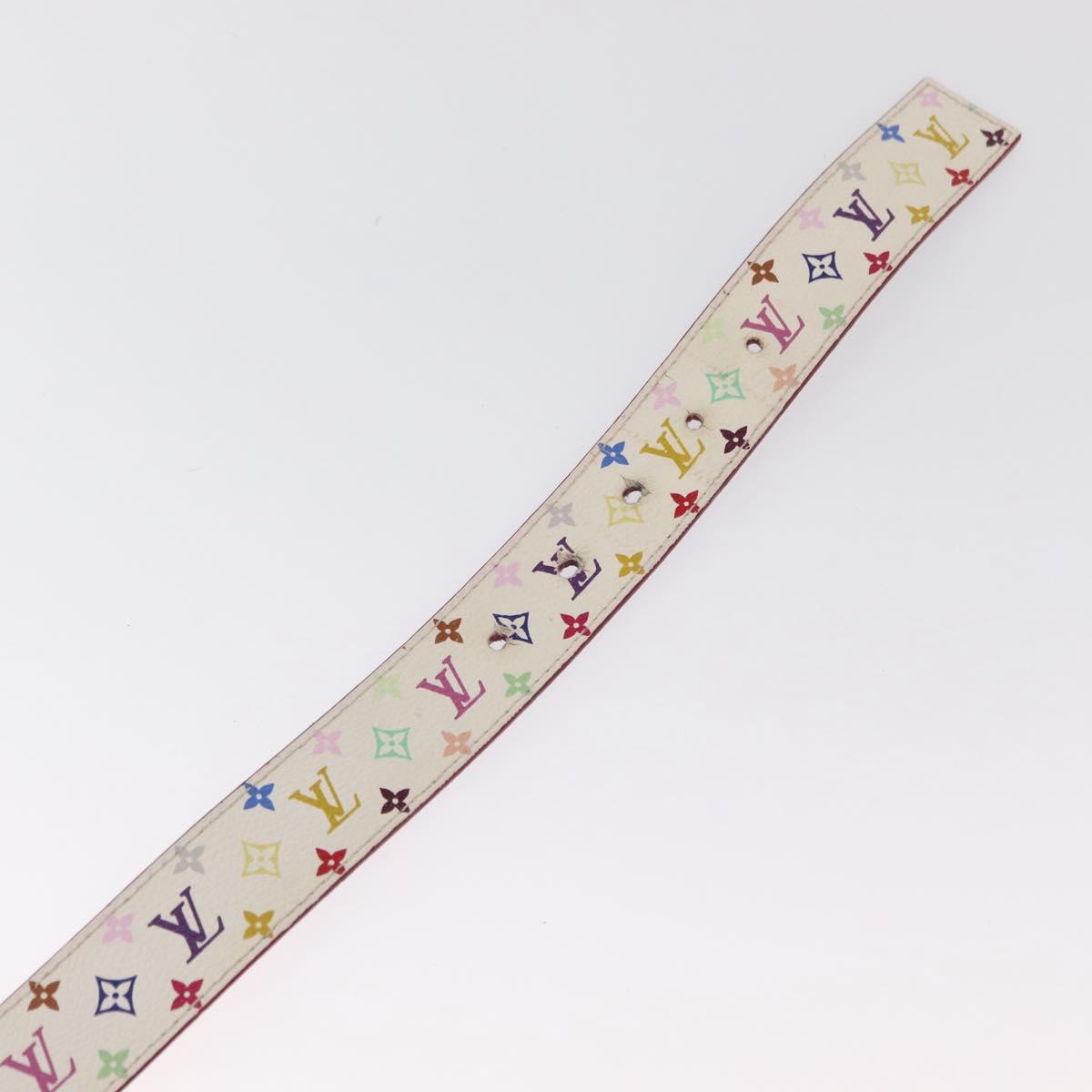 LOUIS VUITTON Multicolor Ceinture Carre LV Cut Belt White LV Auth 166023