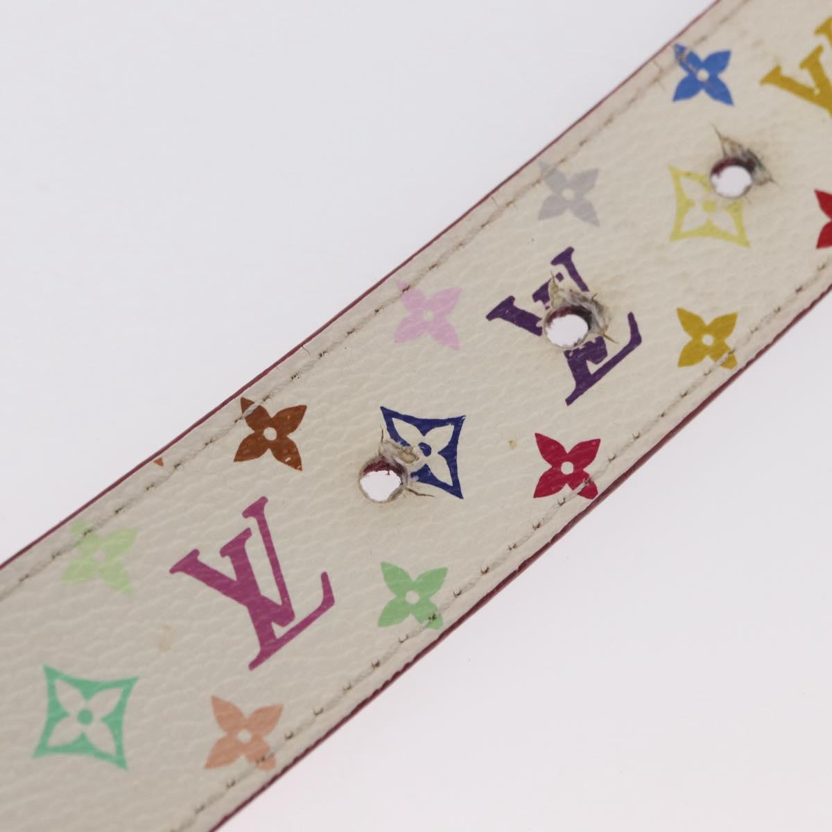 LOUIS VUITTON Multicolor Ceinture Carre LV Cut Belt White LV Auth 166023