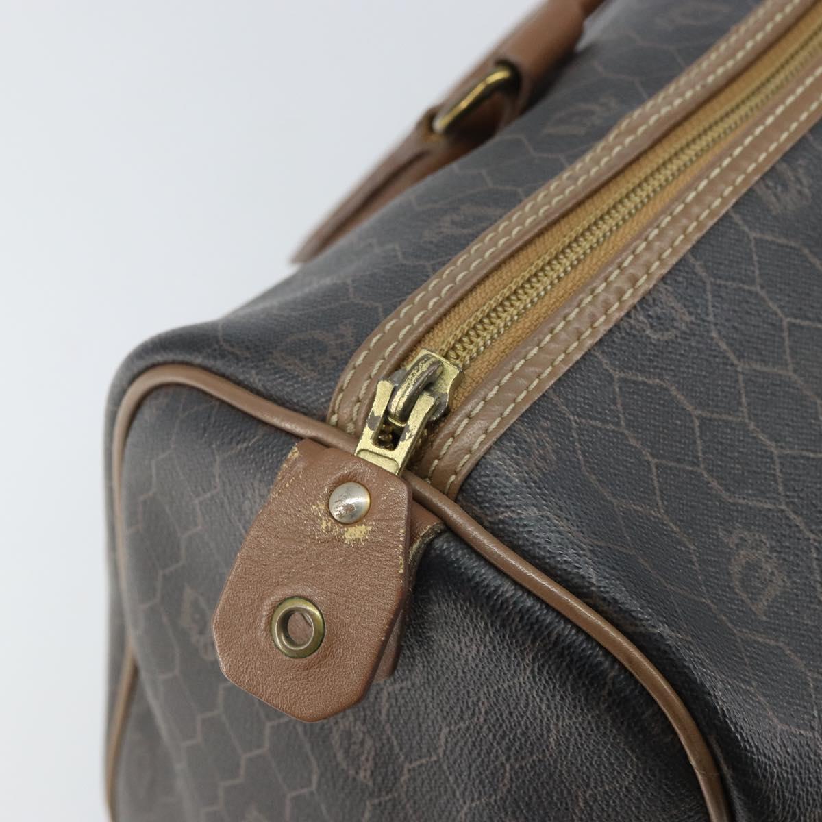 Christian Dior Honeycomb Canvas Boston Bag PVC Black Gold Auth 166030