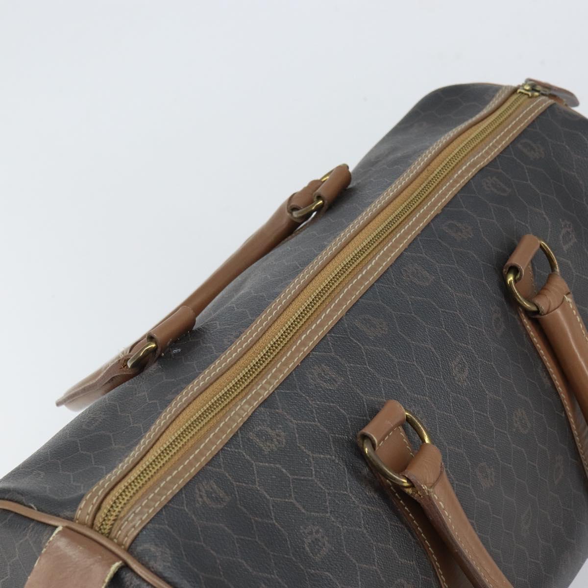 Christian Dior Honeycomb Canvas Boston Bag PVC Black Gold Auth 166030