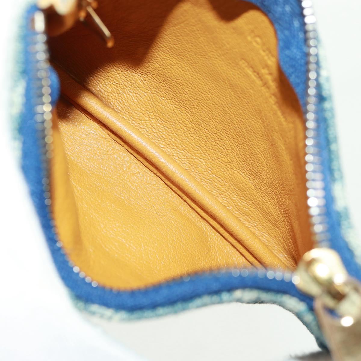 LOUIS VUITTON Monogram Denim Pochette Cles Coin Purse Blue M95343 Auth 166053V