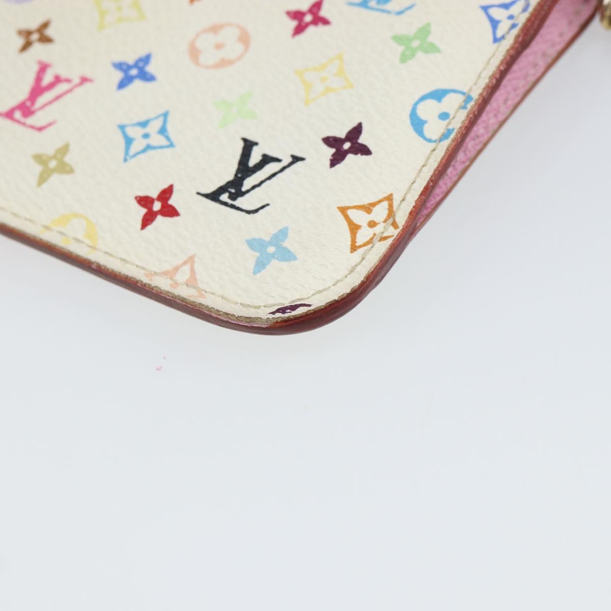 LOUIS VUITTON Multicolor Pochette Cles NM Coin Purse White M93734 LV Auth 166054