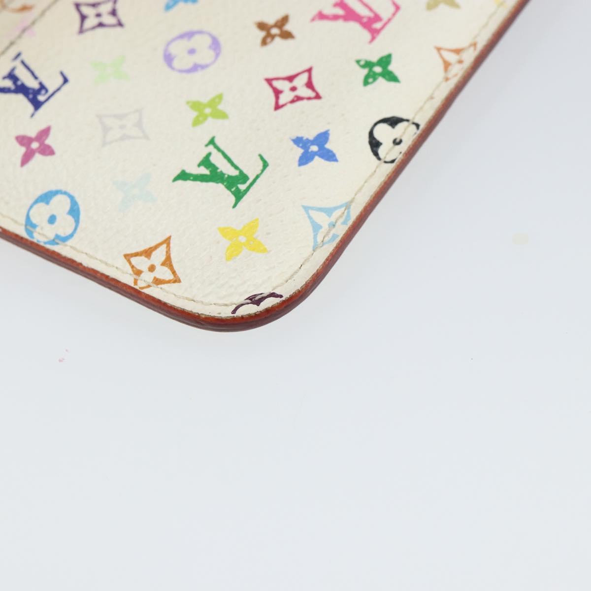 LOUIS VUITTON Multicolor Pochette Cles NM Coin Purse White M93734 LV Auth 166054