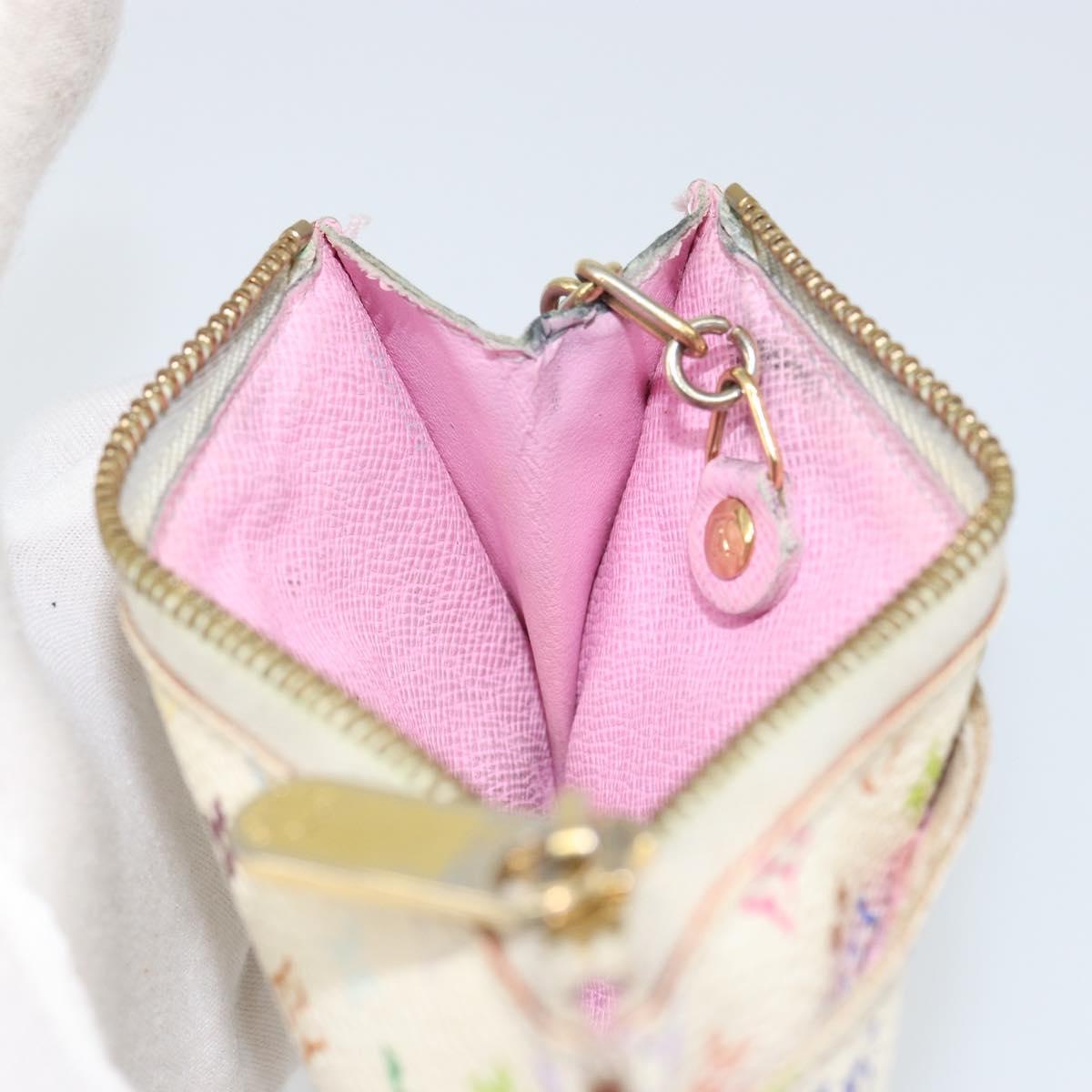 LOUIS VUITTON Multicolor Pochette Cles NM Coin Purse White M93734 LV Auth 166054