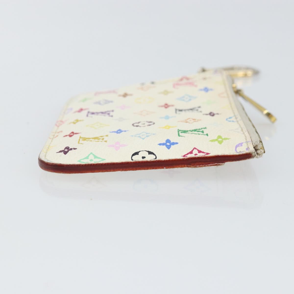 LOUIS VUITTON Multicolor Pochette Cles NM Coin Purse White M93734 LV Auth 166054