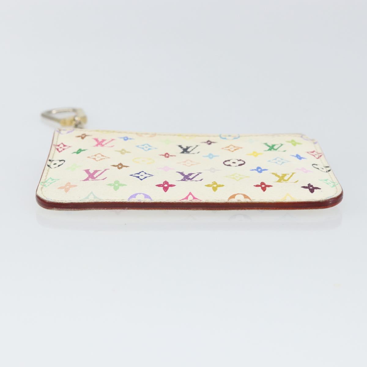 LOUIS VUITTON Multicolor Pochette Cles NM Coin Purse White M93734 LV Auth 166054