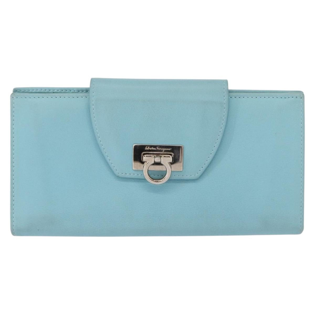 Salvatore Ferragamo Gancini Long Wallet Leather Lavende Silver Auth 166058