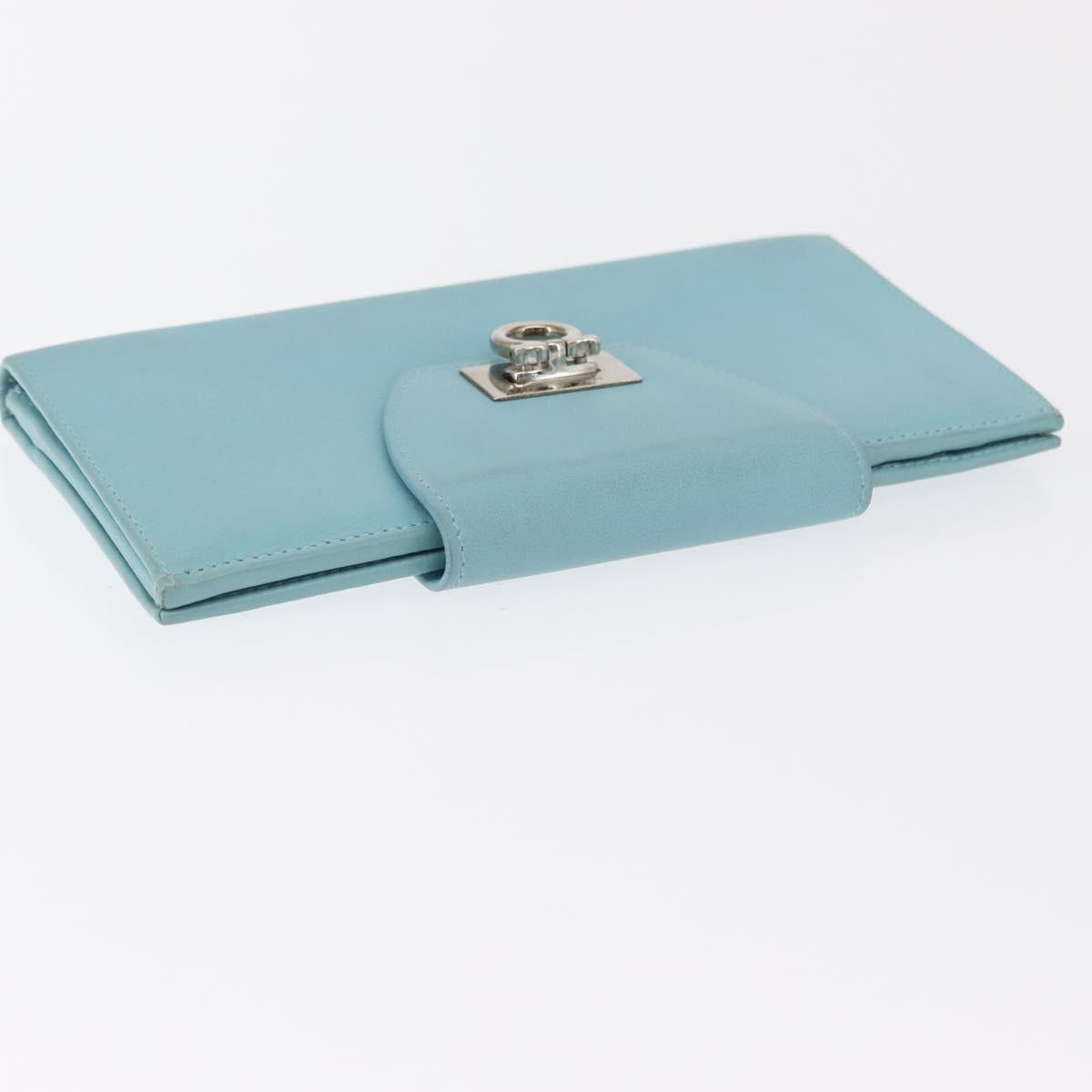 Salvatore Ferragamo Gancini Long Wallet Leather Lavende Silver Auth 166058