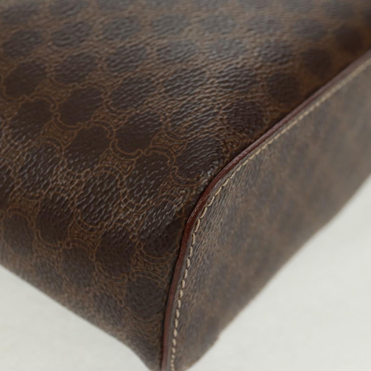 CELINE Macadam Canvas Vanity Hand Bag PVC Leather Brown Gold Auth 166073V