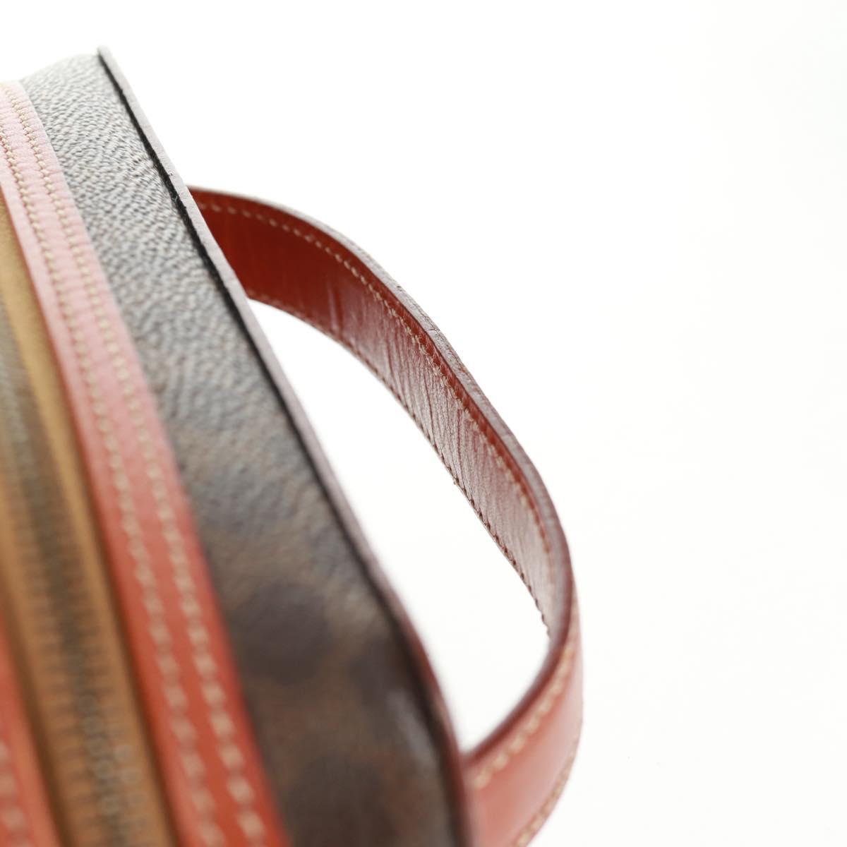 CELINE Macadam Canvas Vanity Hand Bag PVC Leather Brown Gold Auth 166073V