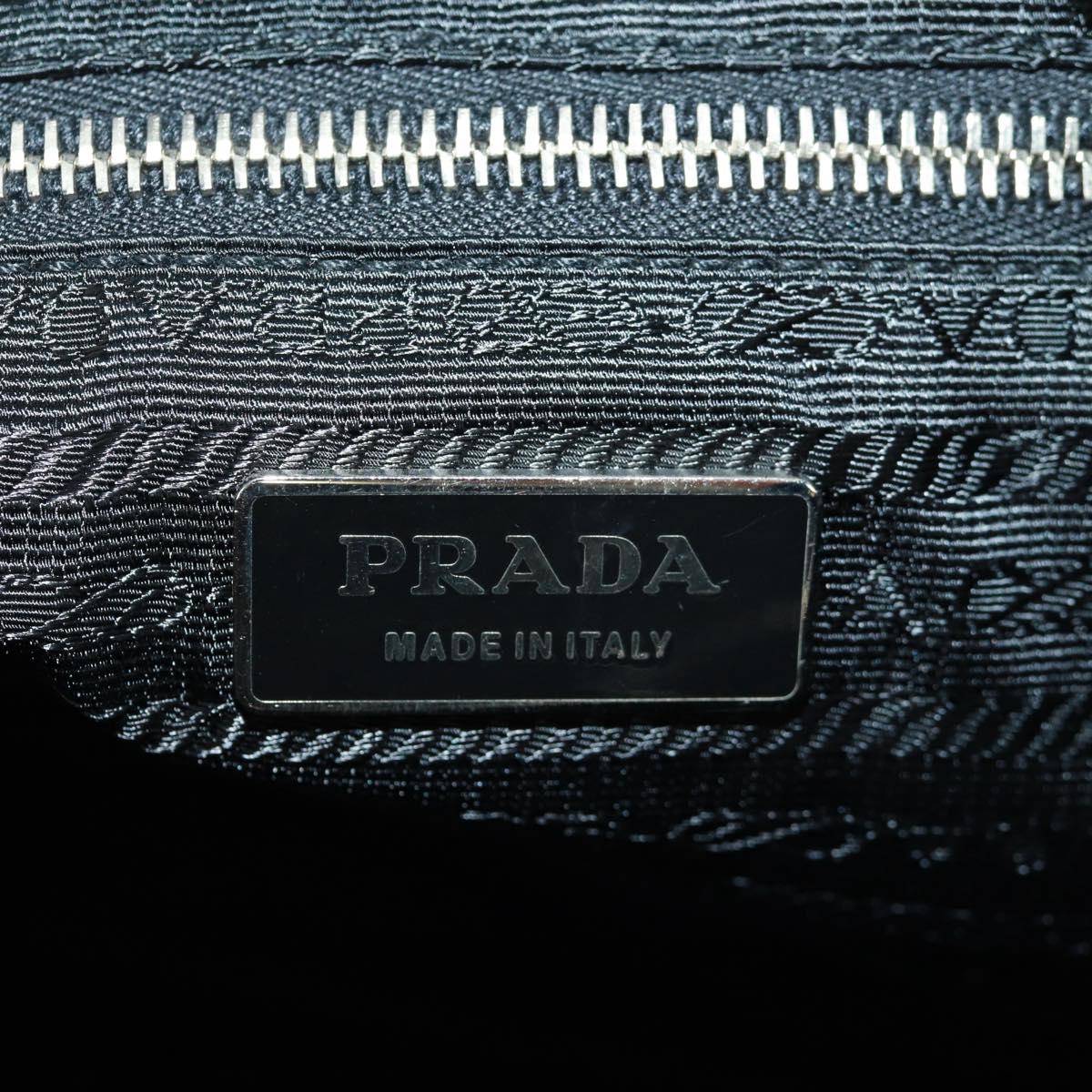 PRADA Shoulder Bag Leather Black Silver Auth 166083V