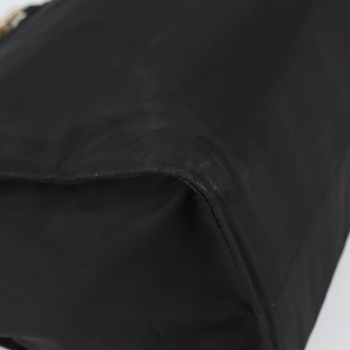 PRADA Hand Bag nylon metal Black Gold Auth 166097