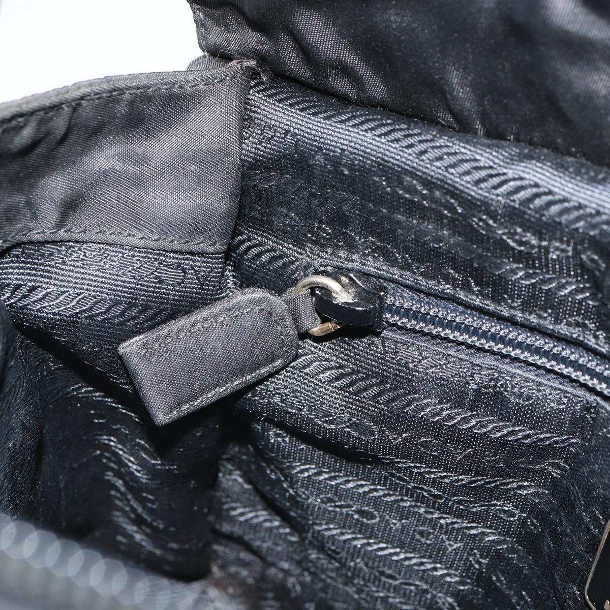 PRADA Hand Bag nylon metal Black Gold Auth 166097