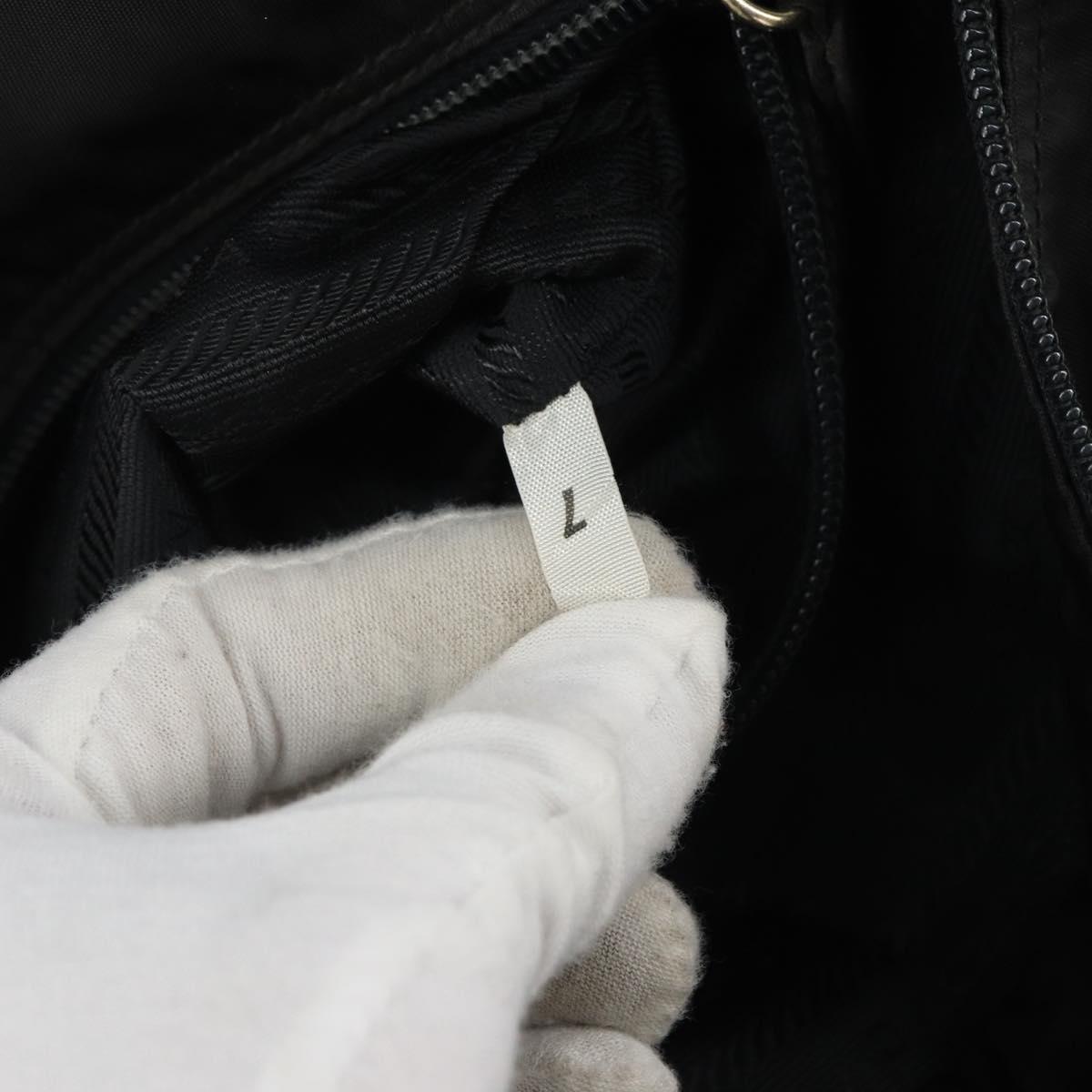 PRADA Hand Bag nylon metal Black Gold Auth 166097