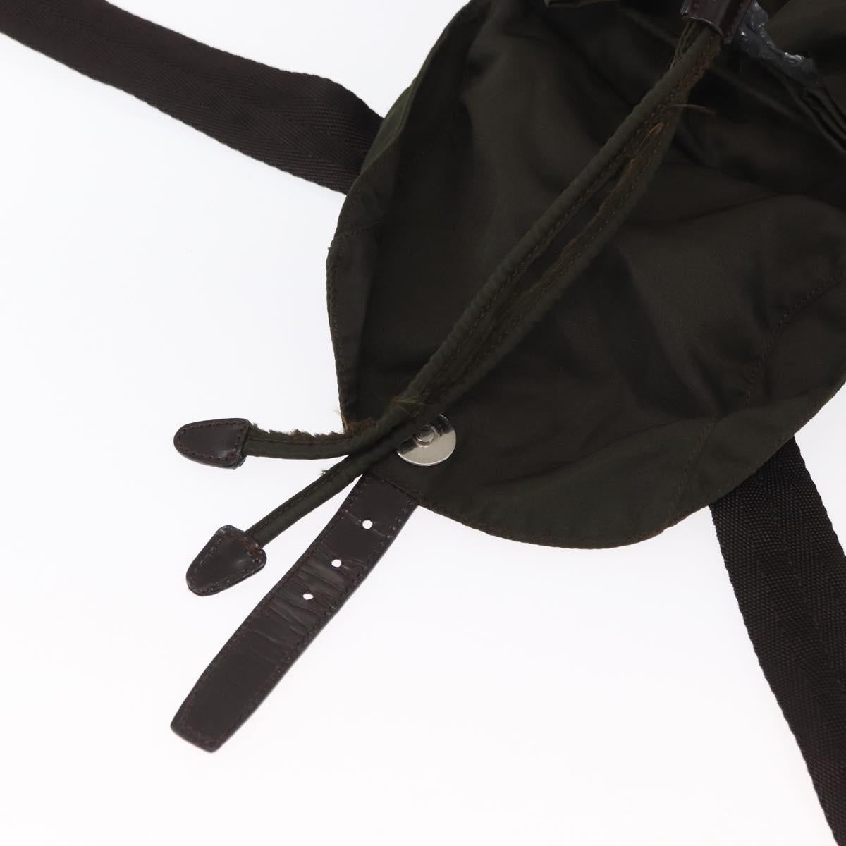 PRADA Backpack Nylon Khaki Silver Auth 166105