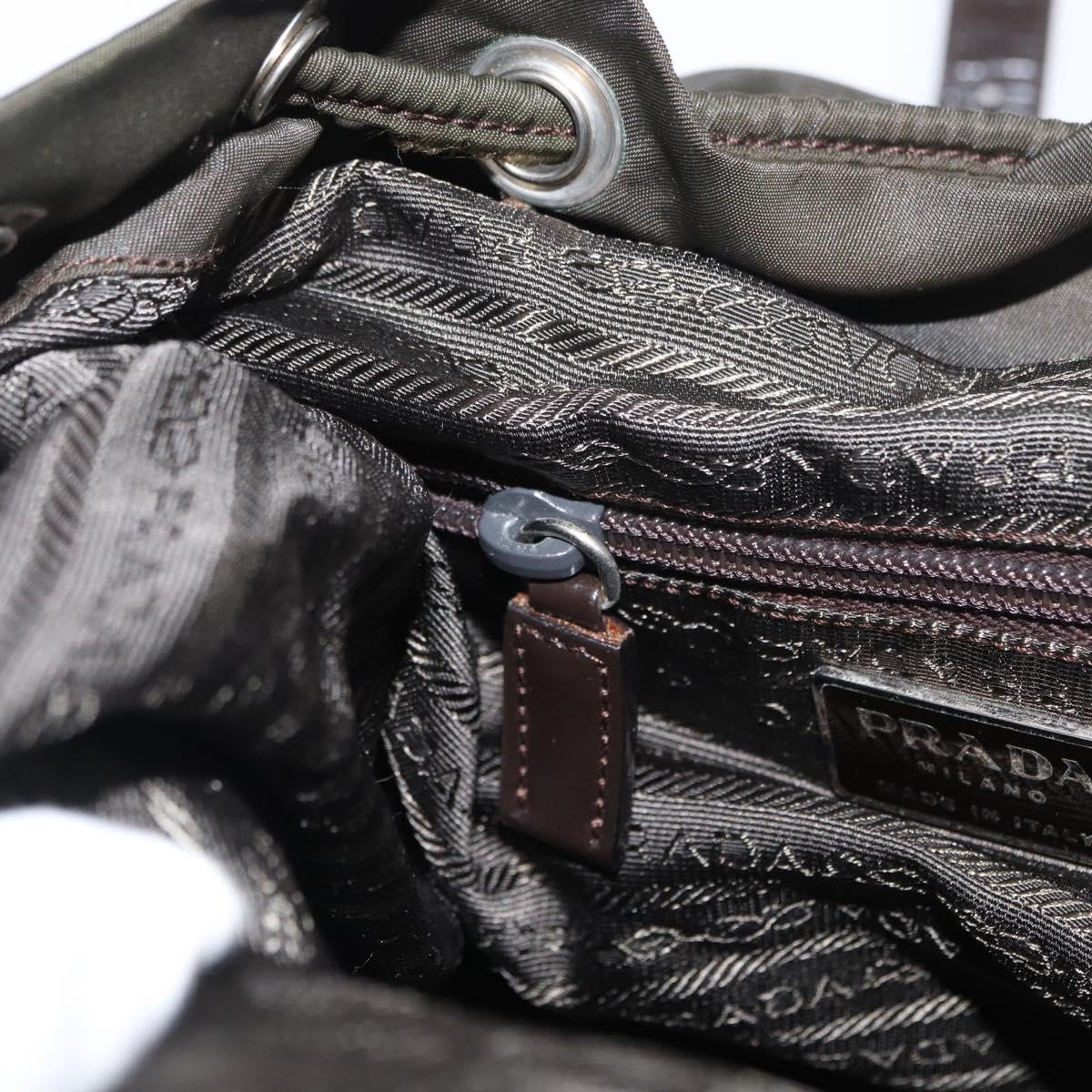 PRADA Backpack Nylon Khaki Silver Auth 166105